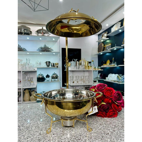 SOUPIERE CHAFING-ARGENTE DORE FLEUR MM - L'Atelier de Dadi - vaisselle de luxe - Dakar - Senegal