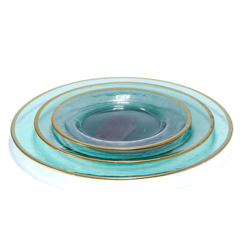 SOUS ASSIETTE TRANSPARENT NOIR BORDURE DORE GM 6 PCS - L'Atelier de Dadi - vaisselle de luxe - Dakar - Senegal