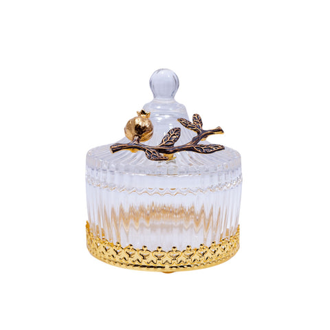 SUCRIER VERRE BASE ARGENTE COUVERCLE VERRE FLEUR NOIR ARGENTE L'Atelier de Dadi - vaisselle de luxe - Dakar - Senegal