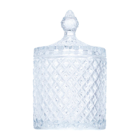 SUCRIER VERRE TRANSPARENT MOTIFS CARREAU PM - 2 PCS - L'Atelier de Dadi - vaisselle de luxe - Dakar - Senegal