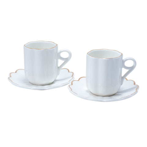 TASSE A CAFE BLANC DORE DENTELLE 6 PCS - L'Atelier de Dadi - vaisselle de luxe - Dakar - Senegal