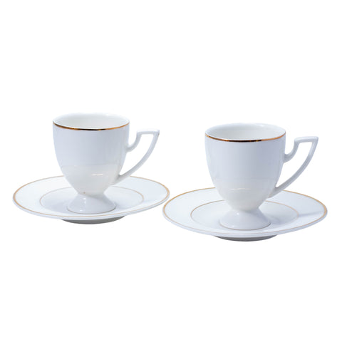 TASSE A CAFE BLANC DORE MORTIER 6 PCS - L'Atelier de Dadi - vaisselle de luxe - Dakar - Senegal
