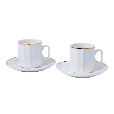 TASSE A CAFE BLANC DORE POLYGONE 6 PCS - L'Atelier de Dadi - vaisselle de luxe - Dakar - Senegal