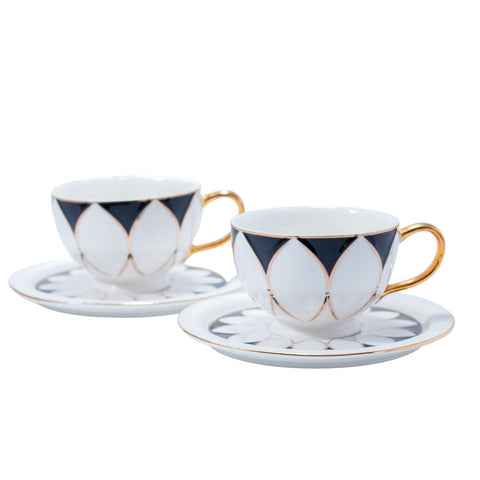 TASSE A CAFE NOIR BLANC DORE 6 PCS L'Atelier de Dadi - vaisselle de luxe - Dakar - Senegal