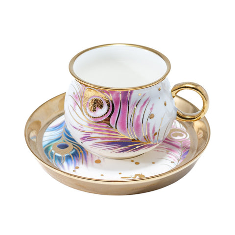 TASSE PETIT DEJEUNER BLANC DORE PLUME PAN 6 PCS L'Atelier de Dadi - vaisselle de luxe - Dakar - Senegal