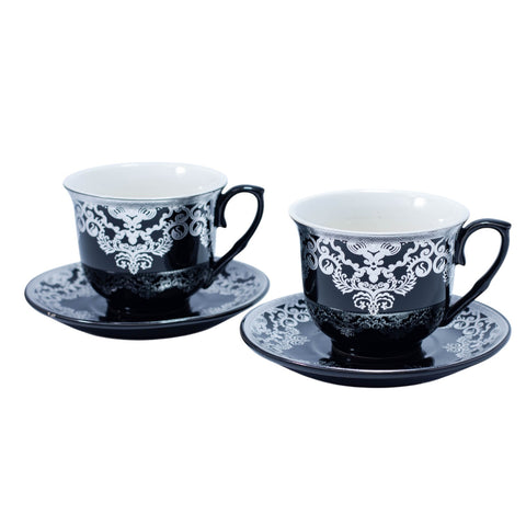 TASSE PETIT DEJ 6 PCS NOIR ARGENTE L'Atelier de Dadi - vaisselle de luxe - Dakar - Senegal