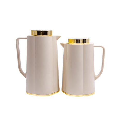 THERMOS BEIGE COUVERCLE DORE BEIGE JUGGO 0,6/1L L'Atelier de Dadi - vaisselle de luxe - Dakar - Senegal