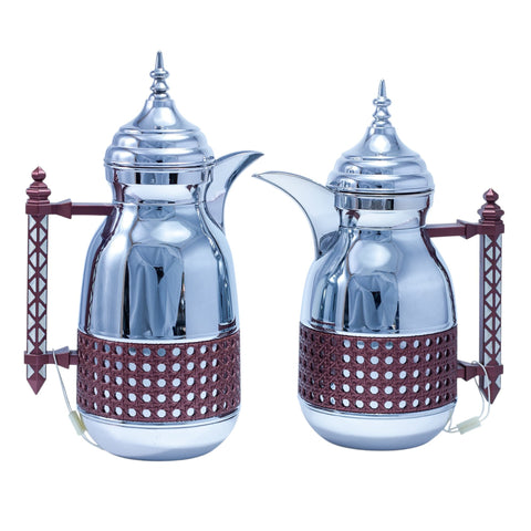 THERMOS DUO ARGENTE BANDE ET POIGNET CHROME 0.7L /1L L'Atelier de Dadi - vaisselle de luxe - Dakar - Senegal