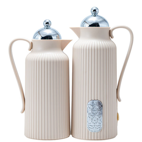 THERMOS DUO BEIGE ARGENTE 1L/0,7 L'Atelier de Dadi - vaisselle de luxe - Dakar - Senegal