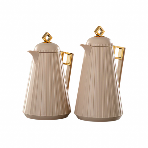 THERMOS DUO BEIGE DORÉ 0,7L-1L - L’Atelier de Dadi - Vaisselle de luxe - Sénégal