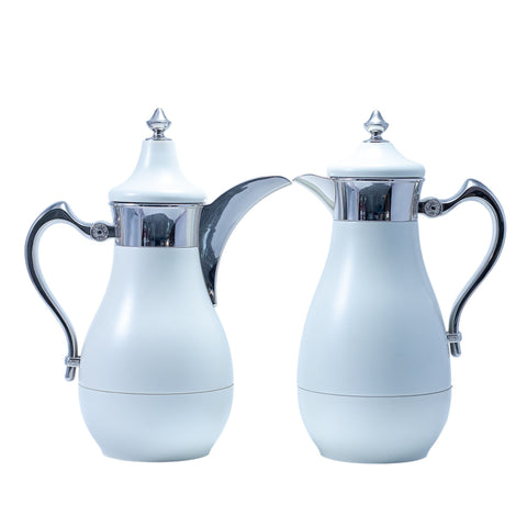 THERMOS DUO BLANC ARGENTE 0.7L/1L L'Atelier de Dadi - vaisselle de luxe - Dakar - Senegal