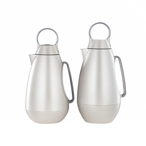 THERMOS DUO BLANC OVAL MANCHE TRANSPARENTE 0,7L-1L - L’Atelier de Dadi - Vaisselle de luxe - Sénégal