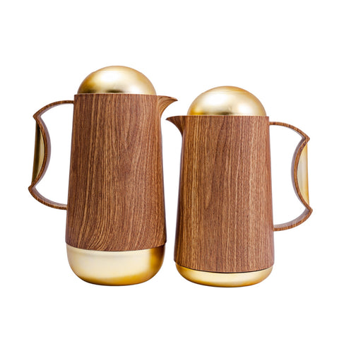 THERMOS DUO BOIS COUVERCLE DORE 0,7L/1L L'Atelier de Dadi - vaisselle de luxe - Dakar - Senegal