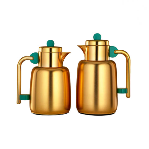 THERMOS DUO DORÉ VERT CLAIR PASTILLE VERT 0,7L-1L - L’Atelier de Dadi - Vaisselle de luxe - Sénégal