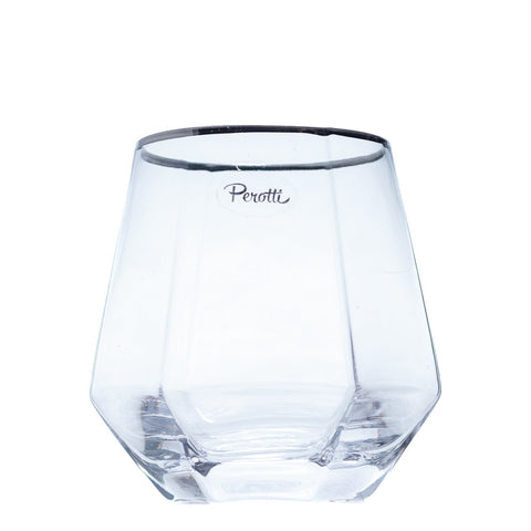 VERRE A BOISSON TRANSPARENT ARGENTÉ FORME CUBE 6 PCS - L'Atelier de Dadi - vaisselle de luxe - Dakar - Senegal