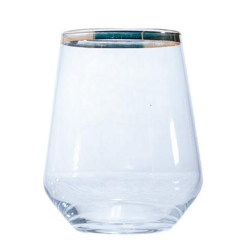VERRE A BOISSON TRANSPARENT BANDE DORÉE 6 PCS - L'Atelier de Dadi - vaisselle de luxe - Dakar - Senegal