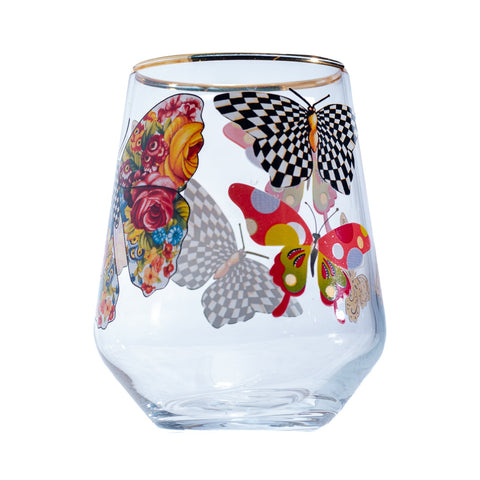 VERRE A BOISSON TRANSPARENT DORE PAPILLON MULTICOLOR 6 PCS - L'Atelier de Dadi - vaisselle de luxe - Dakar - Senegal