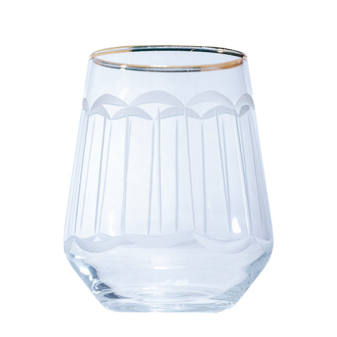 VERRE A BOISSON TRANSPARENT DORE RAYURES 6 PCS - L'Atelier de Dadi - vaisselle de luxe - Dakar - Senegal