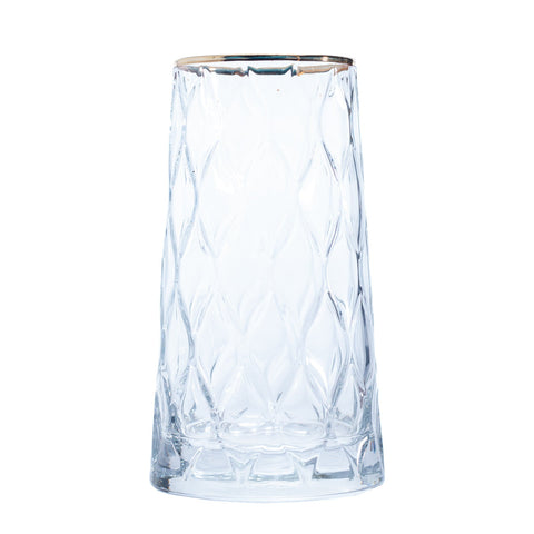 VERRE A EAU 4 PCS TRANSPARENT DORE MOTIF GRILLE - L'Atelier de Dadi - vaisselle de luxe - Dakar - Senegal