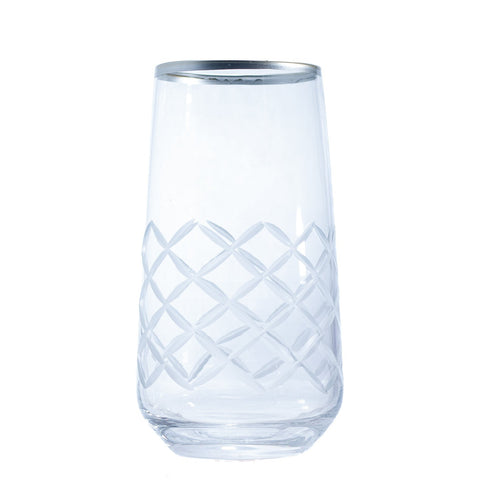 VERRE A EAU TRANSPARENT ARGENTE GRILLE 6 PCS - L'Atelier de Dadi - vaisselle de luxe - Dakar - Senegal