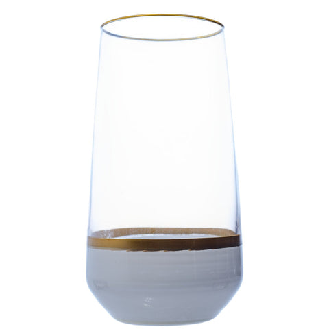 VERRE A EAU TRANSPARENT BLANC DORE 6 PCS L'Atelier de Dadi - vaisselle de luxe - Dakar - Senegal