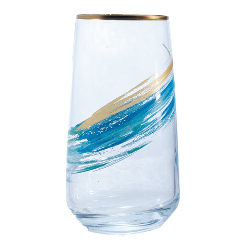 VERRE A EAU TRANSPARENT DORE BLEUTE 6 PCS - L'Atelier de Dadi - vaisselle de luxe - Dakar - Senegal