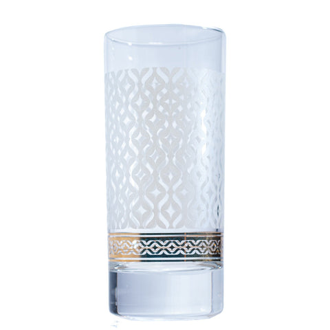 VERRE A EAU TRANSPARENT DORE LOSANGE 6 PCS - L'Atelier de Dadi - vaisselle de luxe - Dakar - Senegal