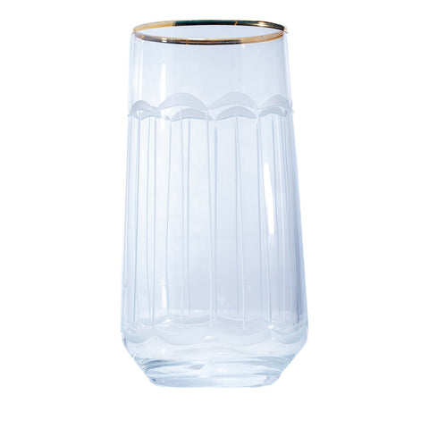 VERRE A EAU TRANSPARENT DORE RAYURES 6 PCS - L'Atelier de Dadi - vaisselle de luxe - Dakar - Senegal