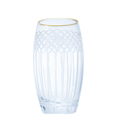 VERRE A EAU TRANSPARENT DORÉ GRILLÉ 6 PCS - L'Atelier de Dadi - vaisselle de luxe - Dakar - Senegal
