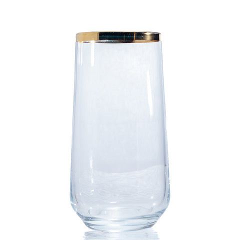 VERRE A EAU TRANSPARENT REBORD DORE 6 PCS - L'Atelier de Dadi - vaisselle de luxe - Dakar - Senegal