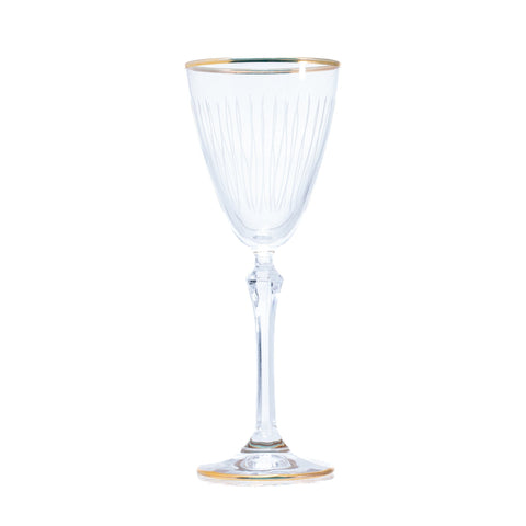 VERRE A PIEDS TRANSP DORE AVEC RAYURE BLANC 6 PCS - L'Atelier de Dadi - vaisselle de luxe - Dakar - Senegal