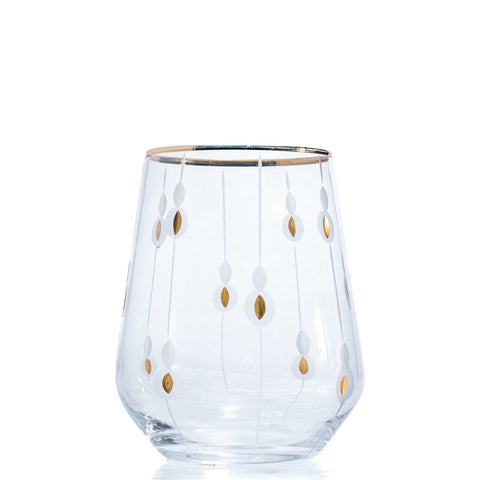VERRE À BOISSON BLANC DORÉ STRASS - 6 PCS - L'Atelier de Dadi - vaisselle de luxe - Dakar - Senegal