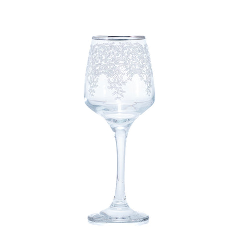 VERRE À PIED TRANSPARENT ARGENTÉ FLEUR BLANCHE - 6 PCS - L'Atelier de Dadi - vaisselle de luxe - Dakar - Senegal