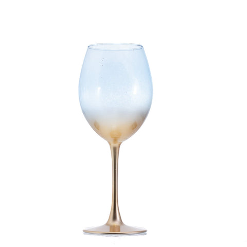 VERRE À PIED TRANSPARENT BLEU DORÉ - 6 PCS - L'Atelier de Dadi - vaisselle de luxe - Dakar - Senegal