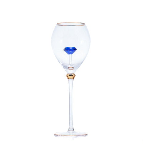 VERRE À PIED TRANSPARENT DORÉ AVEC PIERRE BLEUE 6 PCS - L'Atelier de Dadi - vaisselle de luxe - Dakar - Senegal