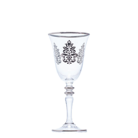 VERRE À PIED TRANSPARENT FLEURETTE ARGENTÉE 6 PCS - L'Atelier de Dadi - vaisselle de luxe - Dakar - Senegal